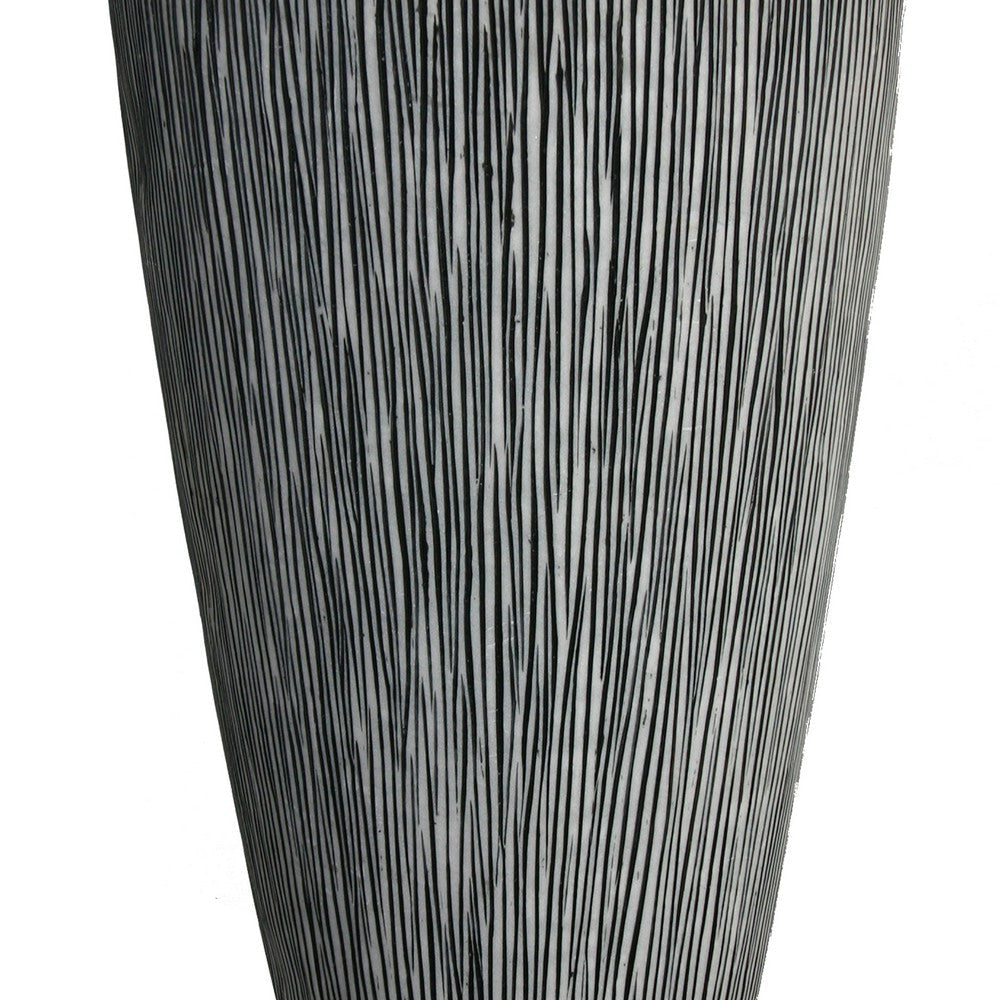 Hand Made Conical Ribbed Flower Vase Sandstone Planter White BM205917