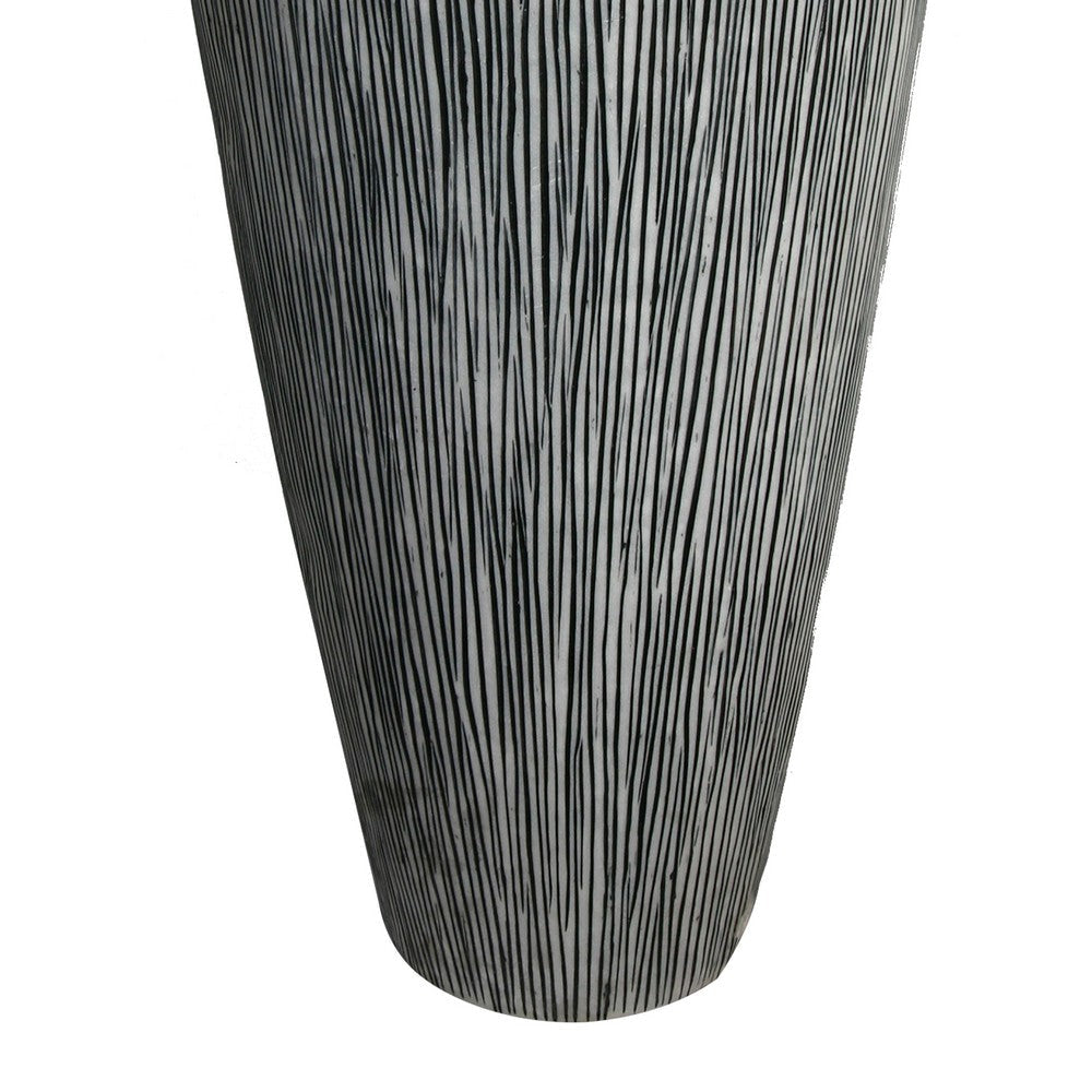 Hand Made Conical Ribbed Flower Vase Sandstone Planter White BM205917