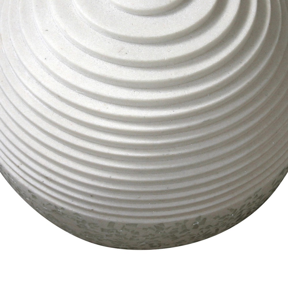 Contemporary Sandstone Polished Ball with Step Carved Lines, White
