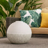 Contemporary Sandstone Polished Ball with Step Carved Lines, White