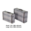 Trunk Style Suitcase with Textured Print Canvas Covering Gray Set of 2 BM205922