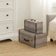 Trunk Style Suitcase with Textured Print Canvas Covering, Gray, Set of 2