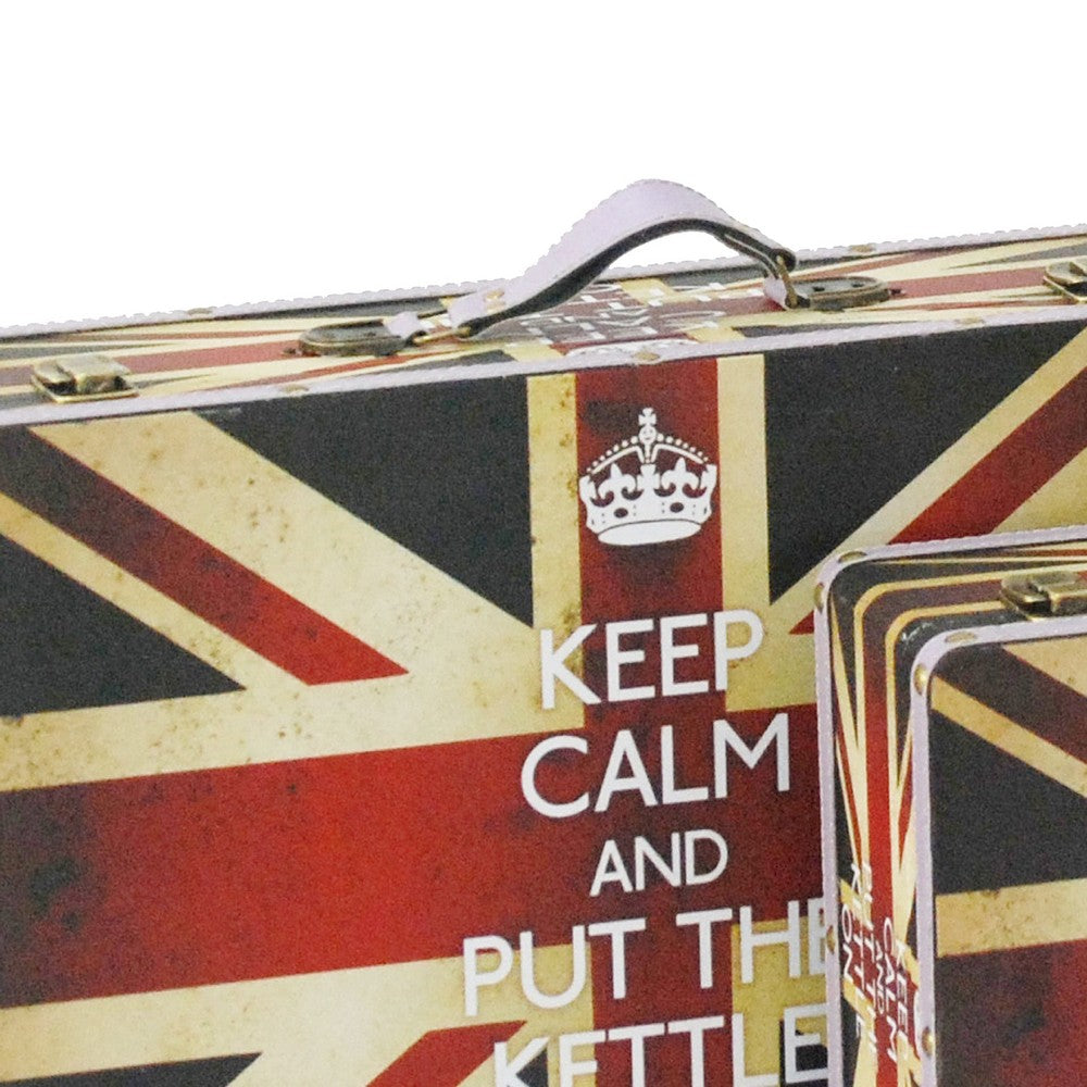 Suitcase Set | Canvas Upholstery | Union Jack Print | Set of 2 | Multicolor