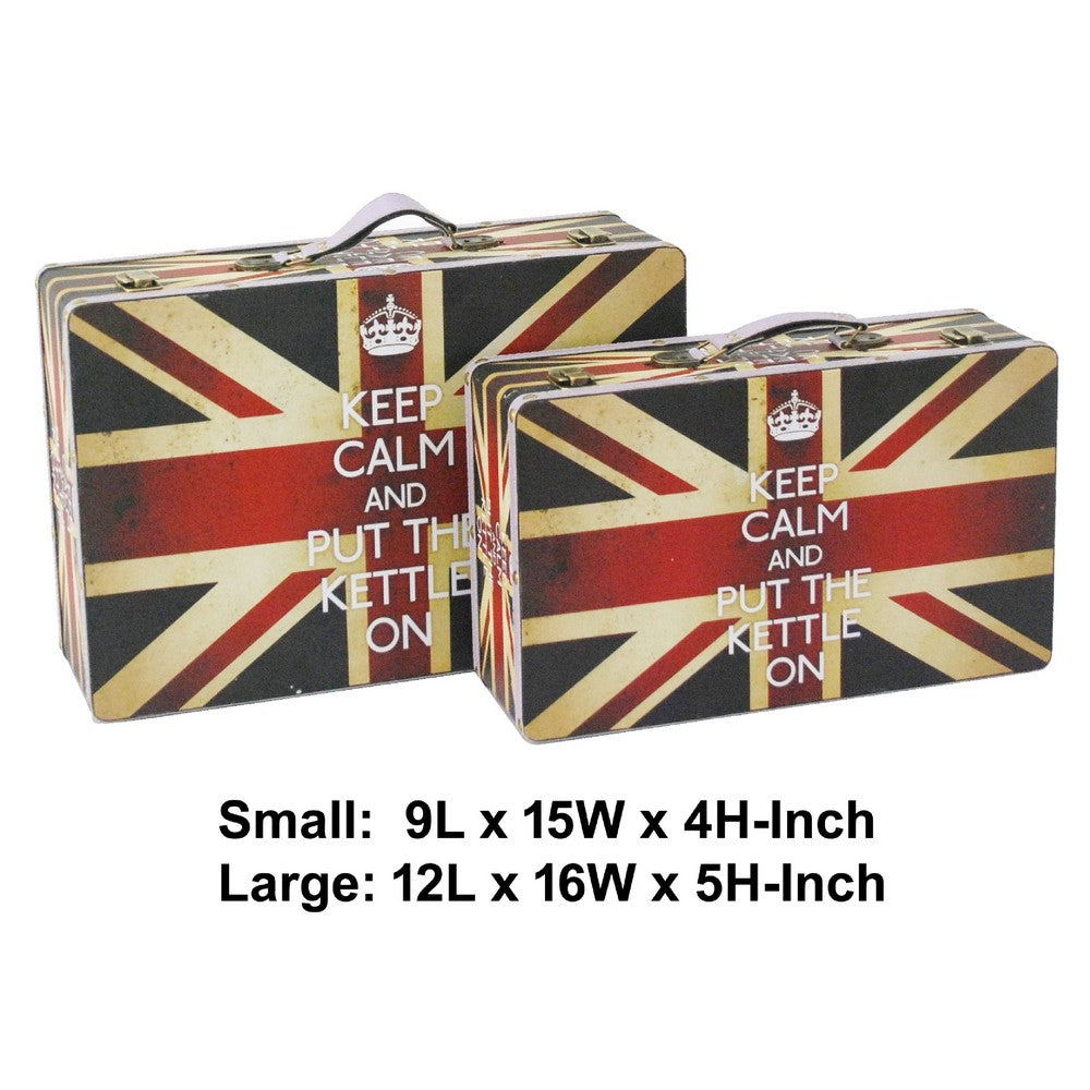Suitcase Set | Canvas Upholstery | Union Jack Print | Set of 2 | Multicolor