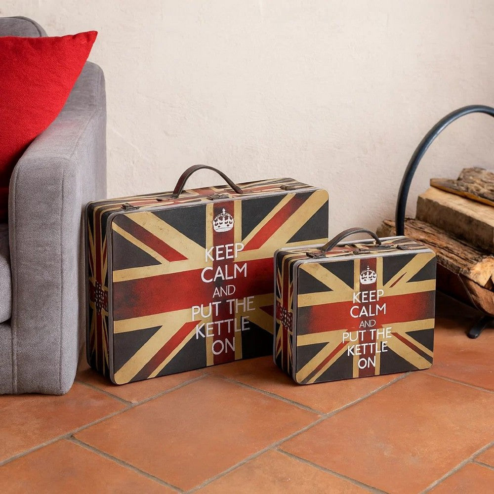 Suitcase Set | Canvas Upholstery | Union Jack Print | Set of 2 | Multicolor