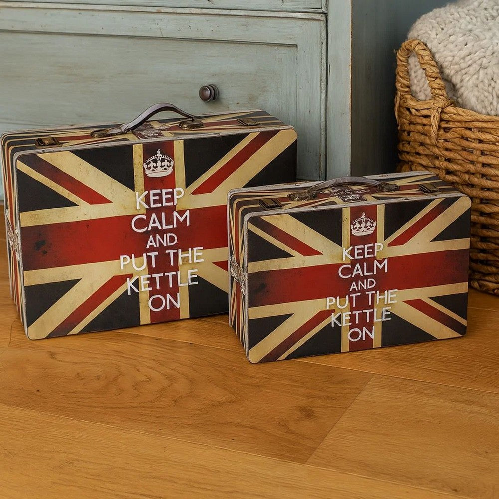 Suitcase Set | Canvas Upholstery | Union Jack Print | Set of 2 | Multicolor