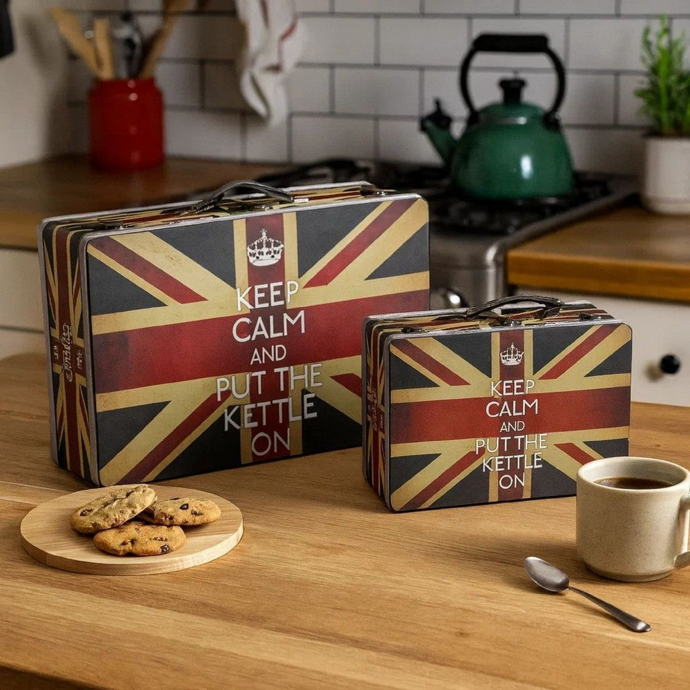 Suitcase Set | Canvas Upholstery | Union Jack Print | Set of 2 | Multicolor