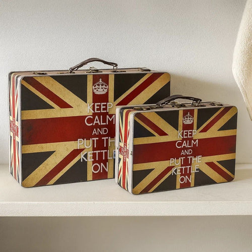 Suitcase Set | Canvas Upholstery | Union Jack Print | Set of 2 | Multicolor