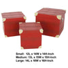 Storage Trunk with Textured Canvas Upholstery Red and Gold Set of 3 BM205925
