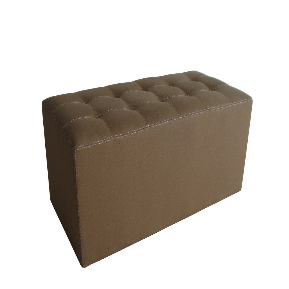 Classic Canvas Upholstered Bench with Button Tufting, Brown