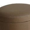 Fabric Upholstered Round Ottoman with Double Stitch Details Brown BM205927