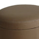 Fabric Upholstered Round Ottoman with Double Stitch Details Brown BM205927
