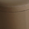 Fabric Upholstered Round Ottoman with Double Stitch Details Brown BM205927
