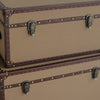 Fabric Upholstered Rectangular Trunk with Nailhead Details Brown Set of 2 BM205930