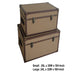 Fabric Upholstered Rectangular Trunk with Nailhead Details Brown Set of 2 BM205930
