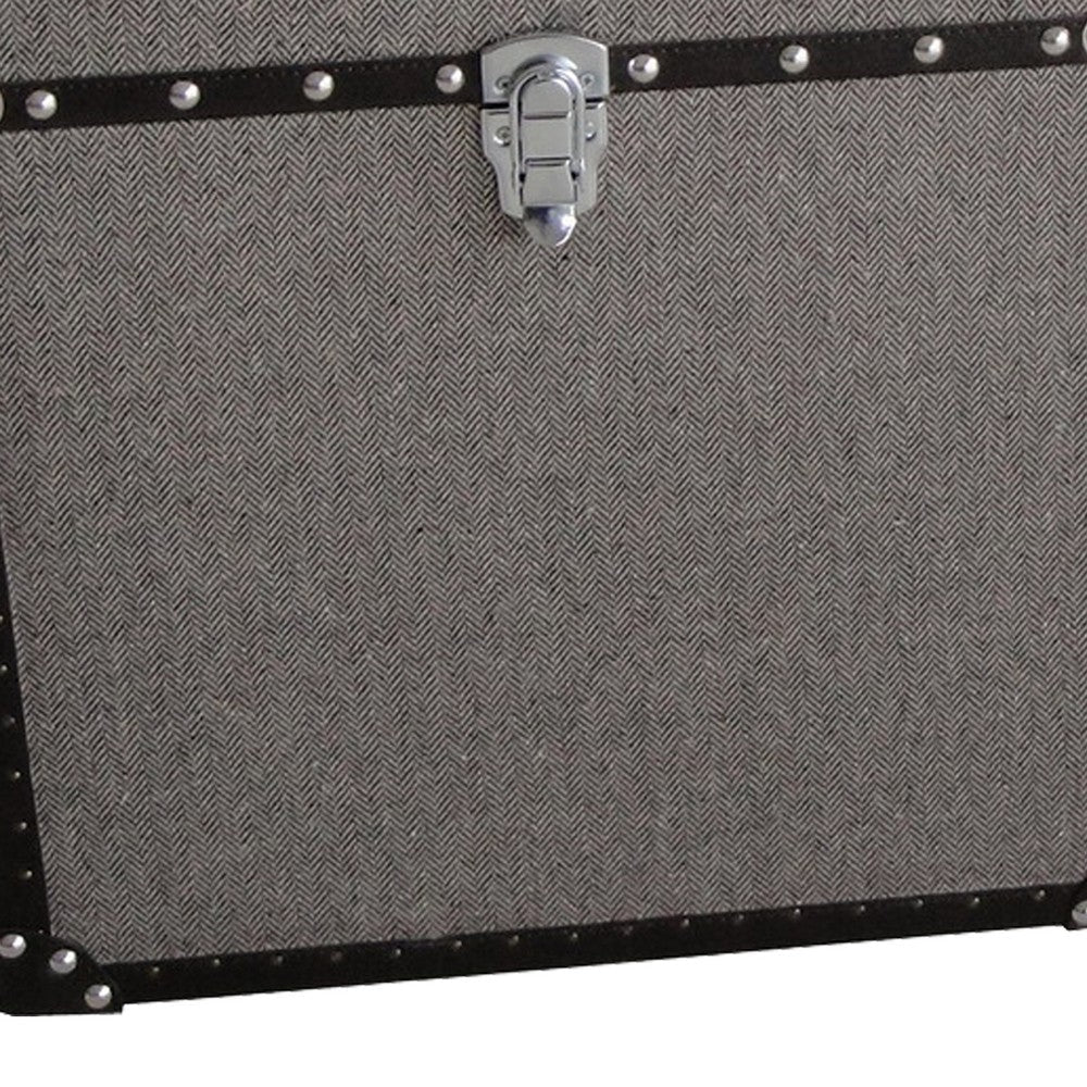 Fabric Upholstered Square Trunk with Nailhead Details Gray Set of 2 BM205932