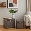 Fabric Upholstered Square Trunk with Nailhead Details, Gray, Set of 2