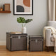 Fabric Upholstered Square Trunk with Nailhead Details, Gray, Set of 2