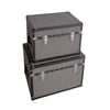 Fabric Upholstered Rectangular Trunk with Nailhead Details Gray Set of 2 BM205933