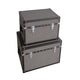 Fabric Upholstered Rectangular Trunk with Nailhead Details Gray Set of 2 BM205933