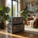 Fabric Upholstered Rectangular Trunk with Nailhead Details, Gray, Set of 2