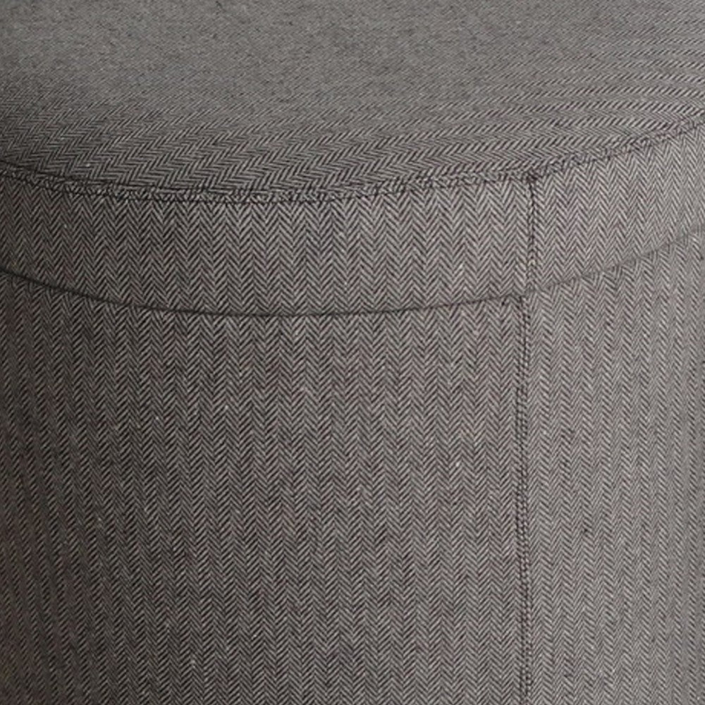 Round Storage Ottoman with Textured Fabric Upholstery Gray BM205936