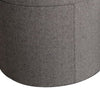 Round Storage Ottoman with Textured Fabric Upholstery Gray BM205936