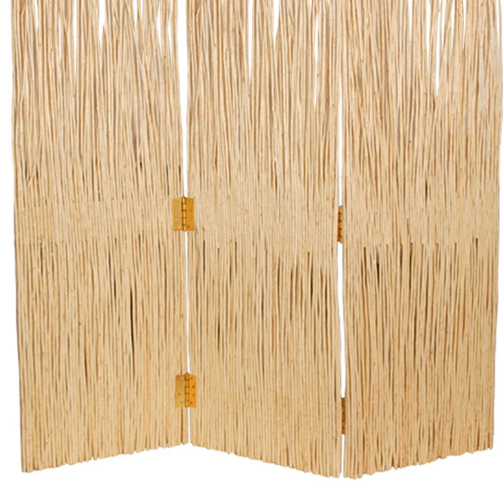 3 Panel Foldable Screen with Willow Branches Natural Brown BM205938