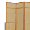 Wooden Frame 3 panel Foldable Screen with Bamboo Straw Details Brown BM205939