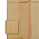 Wooden Frame 3 panel Foldable Screen with Bamboo Straw Details Brown BM205939