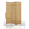 Wooden Frame 3 panel Foldable Screen with Bamboo Straw Details Brown BM205939