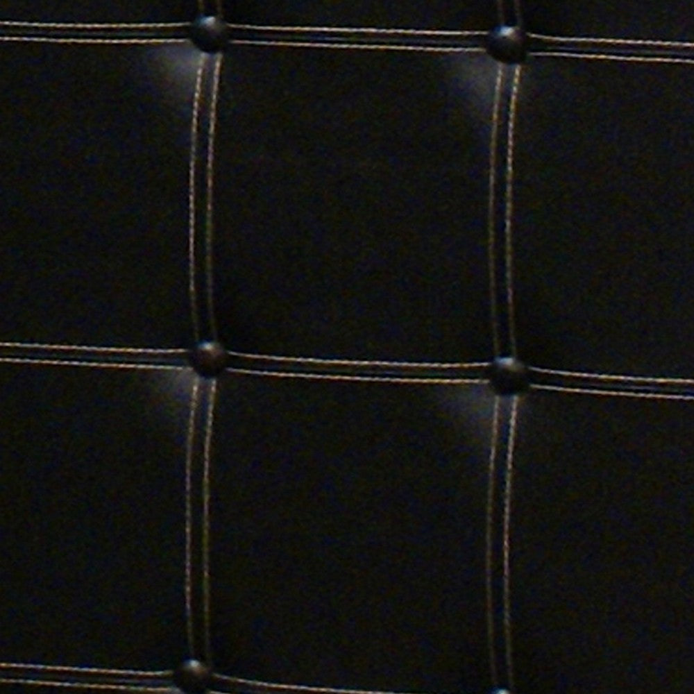 Wooden 4 Panel Screen with Leatherette Button Tufting Details Black BM205940