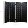 Wooden 4 Panel Screen with Leatherette Button Tufting Details Black BM205940