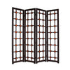 Wooden 4 Panel Screen with Modern Cosmopolitan Design, Black and Red