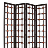 Wooden 4 Panel Screen with Modern Cosmopolitan Design, Black and Red