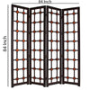 Wooden 4 Panel Screen with Modern Cosmopolitan Design, Black and Red