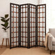 Wooden 4 Panel Screen with Modern Cosmopolitan Design, Black and Red