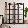 Wooden 4 Panel Screen with Modern Cosmopolitan Design, Black and Red