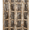 Wooden Foldable Screen with Twig Design 4 Ladder Style Panels, Brown