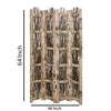 Wooden Foldable Screen with Twig Design 4 Ladder Style Panels, Brown