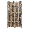 Wooden Foldable Screen with Twig Design 4 Ladder Style Panels, Brown