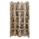 Wooden Foldable Screen with Twig Design 4 Ladder Style Panels, Brown