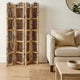 Wooden Foldable Screen with Twig Design 4 Ladder Style Panels, Brown