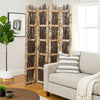 Wooden Foldable Screen with Twig Design 4 Ladder Style Panels, Brown