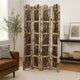 Wooden Foldable Screen with Twig Design 4 Ladder Style Panels, Brown