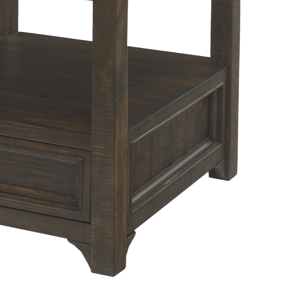 Rectangular Wooden End Table with 1 Drawer and 1 Open Shelf Brown - BM205983 By Casagear Home BM205983