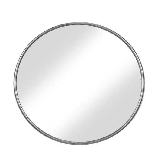 Contemporary Style Round Metal Framed Wall Mirror, Large, Antique Silver - BM205992 By Casagear Home