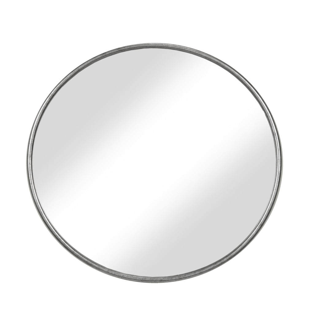 Contemporary Style Round Metal Framed Wall Mirror Large Antique Silver - BM205992 By Casagear Home BM205992