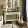 Sofa Table | Plank Top | 2 Gliding Drawers | Brown & White