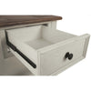 Chair Side Table | 1 Cabinet | Pull Out Tray | White & Brown